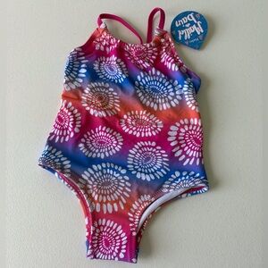 Hayley Girls Swimsuit‎ Size 2 UPF 50 Pink Orange Blue Beach Pool CruiseVacation